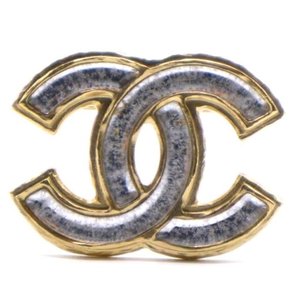 ❤️SOLD❤️CHANEL Ultra-Rare Clear Resin & Gold Tone Metal CC Brooch - Picture 1 of 10